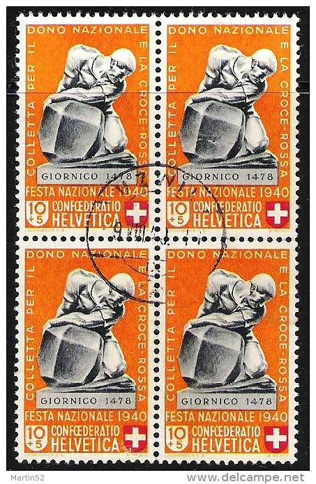 PP 1940 "Giornico" Zu 4 Mi 365 Yv 350 Block O UZWIL 9.VIII.40 (Zu CHF 20.00) - Used Stamps