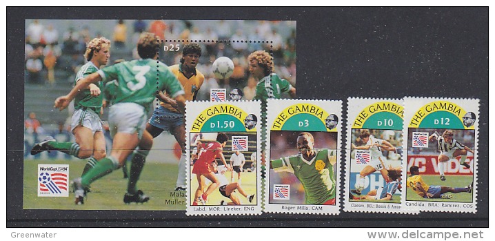 The Gambia 1994 World Cup Football USA 4v + M/s  ** Mnh (WC011A) - 1994 – Estados Unidos