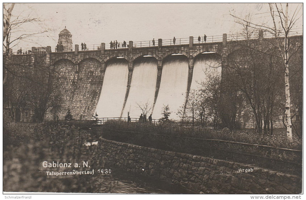 Foto AK Gablonz Neiße Jablonec Nad Nisou Talsperre Talsperrenüberlauf 1930 Hochwasser Grünwald Mseno Reichenberg Liberec - Sudeten