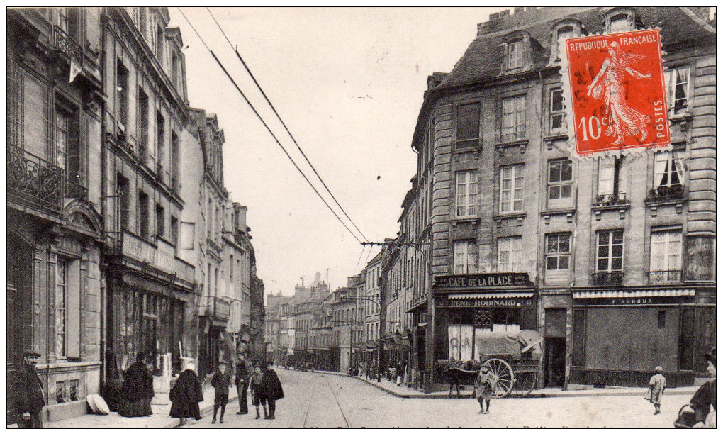 Cpa  14  Caen , La Rue Caponiere , Prise De La Place Des Petites Boucheries - Caen