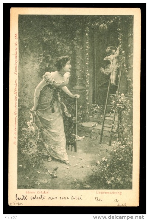 Hans Zatzka Ueberraschung/ A. Ackermann, No. 966 / Year 1901 / Old Postcard Circulated - Zatzka