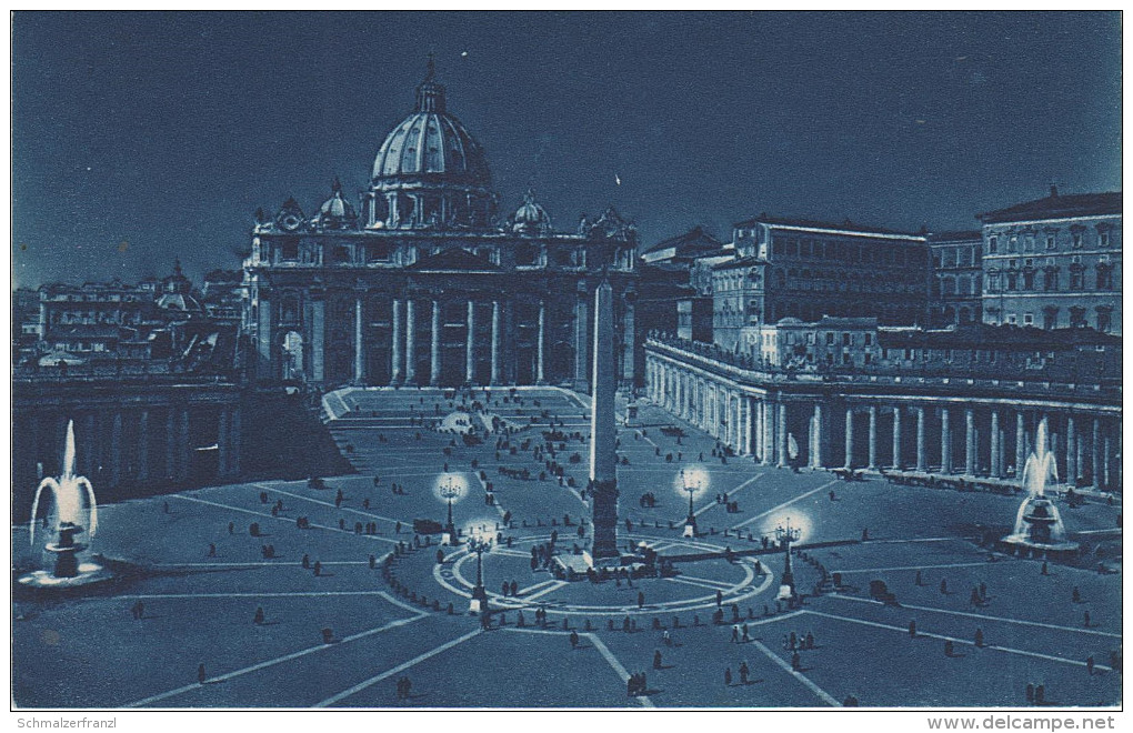 AK Citta Vaticano Vatikan Nacht Basilica Pietro Peterskirche Petersplatz Notte Nuit Bei Rom Roma Clair Lune Chiara Luna - Vatican