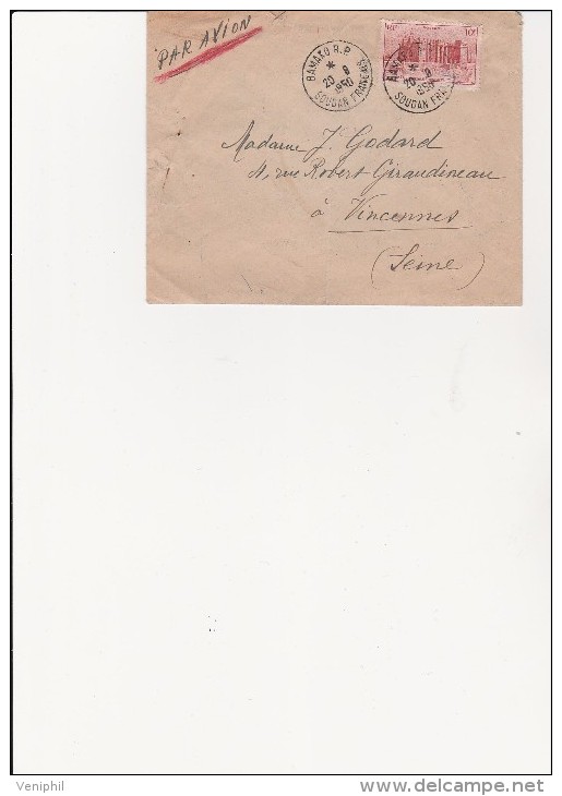 LETTRE A.O.F AFFRANCHIE N° 39 OBLITERATION BAMAKO -SOUDAN FRANCAIS - 1950 - Briefe U. Dokumente