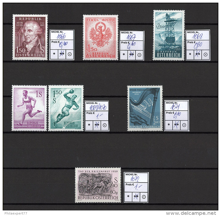 Österreich - 1958/1959 - Sammlung - Hoher KW!!! - Neufs