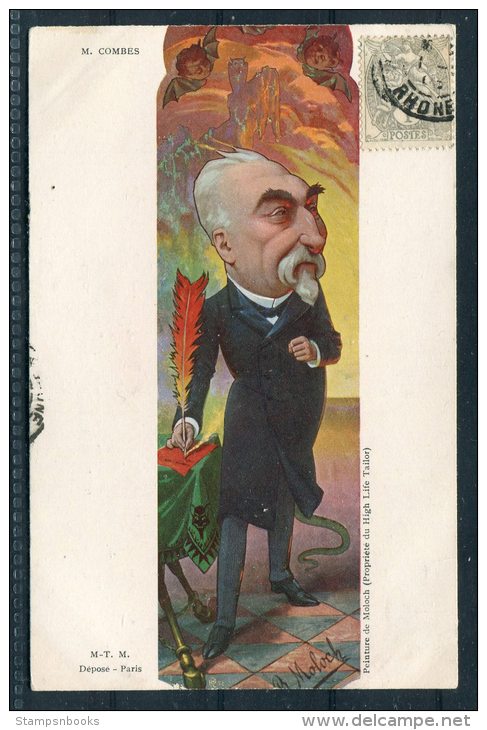 M. Combes M-T.M Depose Paris Moloch High LifeTailor Postcard / French Satrical - Humour