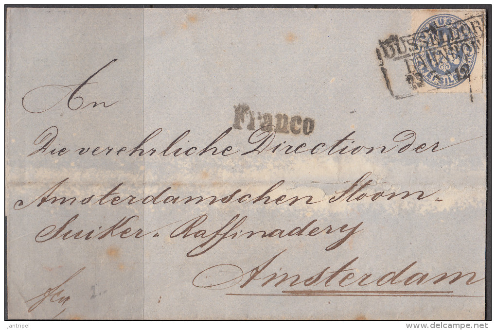 PREUSSEN  1861  2 Gr   "DUSSELDORF - BAHNHOF" COMPLETE LETTER  To  AMSTERDAM - Covers & Documents