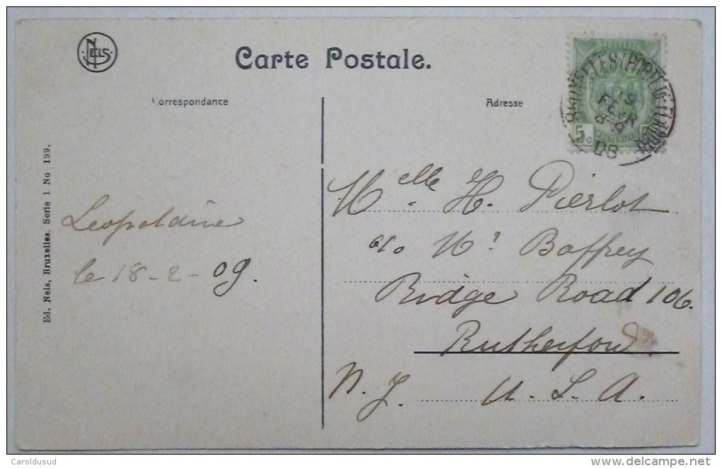 CPA BRUXELLES Gare Du Luxembourg  Nels Serie 1 N° 199 Voyagé 1908 Cachet PORTE FLANDRES - Transport Urbain En Surface