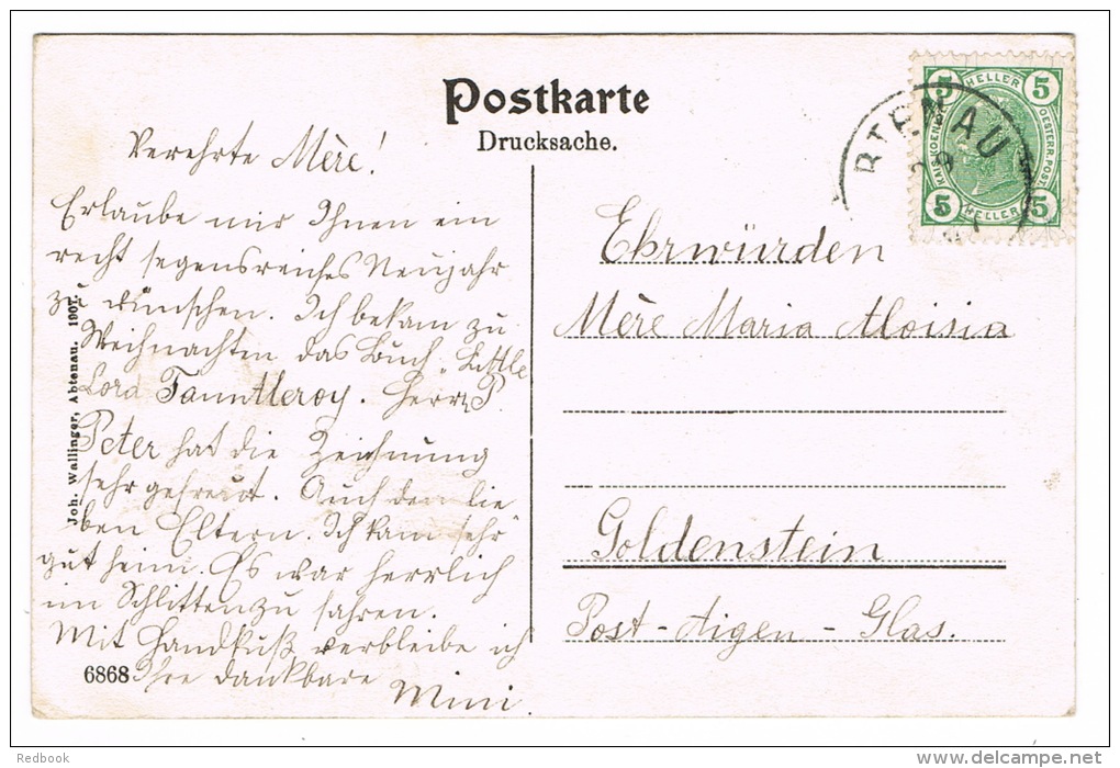 RB 1040 - Early Austria Postcard - Abtenau Salzburg - Meereshohe 712m - 5 Heller Rate To Goldsentein - Abtenau