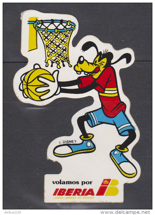 AUTOCOLLANT COMPAGNIE IBERIA PLUTO DINGO DISNEY BASKET BALL - Pegatinas