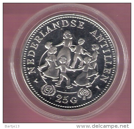 NED.ANTILLEN 25 GULDEN 1979 ZILVER PROOF JAAR VAN HET KIND - Antilles Néerlandaises