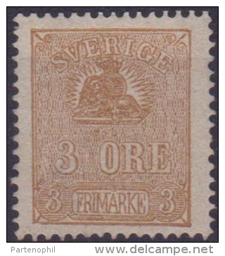 1862/72 SVEZIA SWEDEN SVERIGE  VALORE IN ORE  3 O. Bistrio N.12a  MNH.  Cat. € 260,00 - Neufs