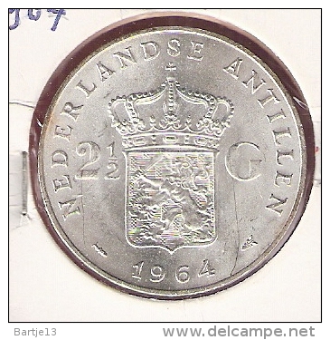 NED.ANTILLEN 2 1/2 GULDEN 1964 ZILVER UNC - Netherlands Antilles