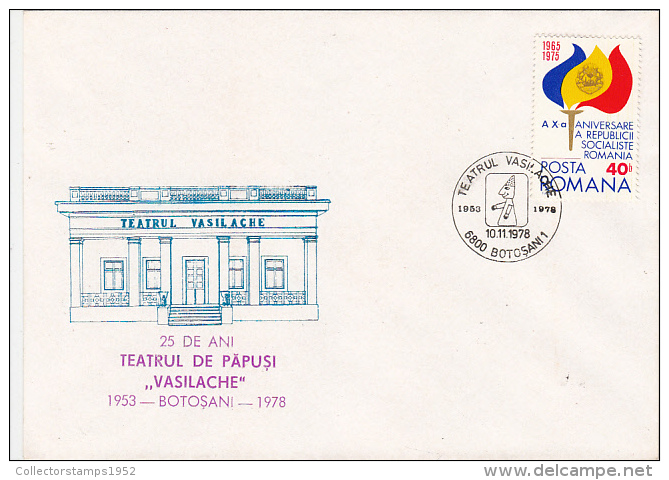 19777- VASILACHE PUPPETS THEATRE, SPECIAL COVER, 1978, ROMANIA - Marionetas