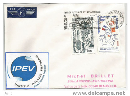 Expeditions Polaires Françaises (30 Ième Anniversaire), Lettre De La Base Martin Vivies (île St Paul-Amsterdam) 1977 - Events & Commemorations