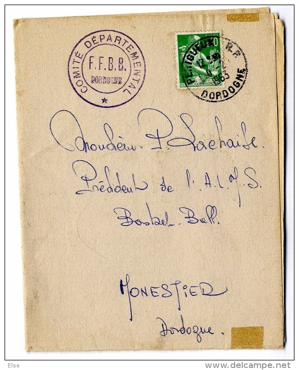 PERIGUEUX BASKET  F F B B COMITE DE LA DORDOGNE EXPERIENCE D ARBRITAGE -  ENVELOPPE LETTRE 1963 AVEC CACHET ET TIMBRE - Autres & Non Classés