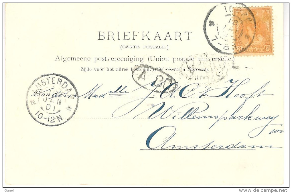 1901 NVPH 56  Op  Ansichtkaart Wilhelmina-Prins Hendrik Van Hoorn Naar Amsterdam - Brieven En Documenten