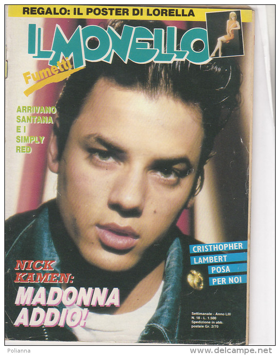 RA#49#36 IL MONELLO Ed.Universo N.18 - 1986/NICK KAMEN/SIMPLY RED/CARLOS SANTANA/AMANDA SANDRELLI/CHRISTOPHER LAMBERT - Televisie