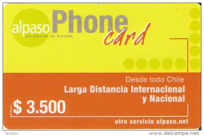 TARJETA DE CHILE DE ALPASO DE $3500 - Chile