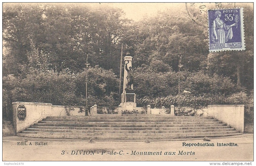 NORD PAS DE CALAIS - 62 - PAS DE CALAIS -DIVION - Monument Aux Morts - Divion