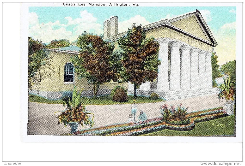 UNITED STATES 1925 - VINTAGE POSTCARD VIRGINIA - ARLINGTON . CUSTIS LEE MANSION POSTM WASHINGTON DC SEPT 8, 1925 + FLAME - Arlington