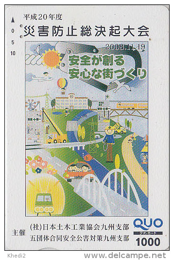 Carte Prépayée Japon - Sport - MONTGOLFIERE Avion & Soleil - BALLOON Air Plane & Sun JAPAN Prepaid QUO Card - 160 - Sport