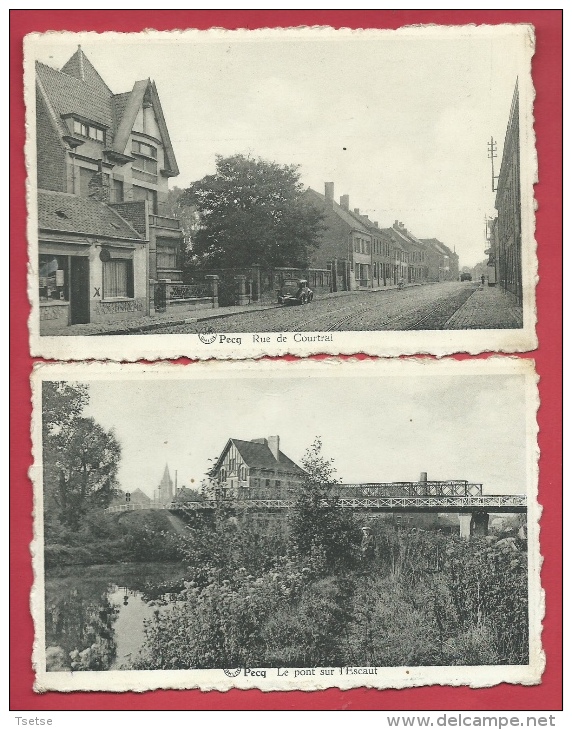 Pecq - 2 Cartes Postales - Rue De Courtrai Et Pont Sur L'Escaut ( Voir Verso ) - Pecq