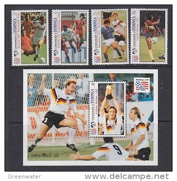 Dominica 1994 Football World Cup USA  4v  + M/s ** Mnh (WC016A) - 1994 – Estados Unidos