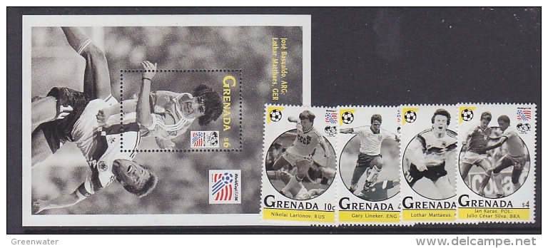 Grenada 1994 Football World Cup USA  4v  + M/s ** Mnh (WC017) - 1994 – Estados Unidos