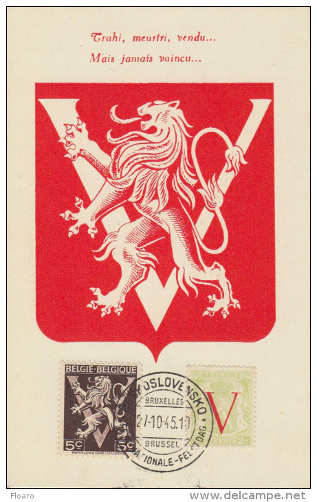 Carte-Maximum BELGIQUE N°Yvert 674 + 670 / Lion Héraldique - 1934-1951