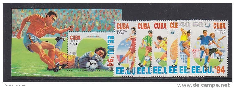 Cuba 1994 Football World Cup USA 6v +  M/s ** Mnh (WC023) - 1994 – USA