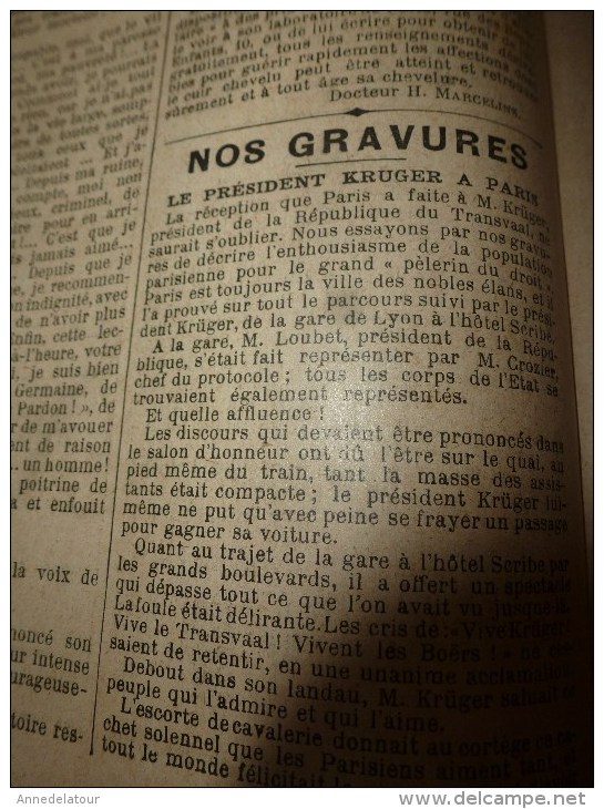 1900 LE PETIT PARISIEN: Gravures Sur (1e,4e Couv) :Le Président KRÜGER (de La République Du TRANVAAL (Afrique Du Sud) - Le Petit Parisien