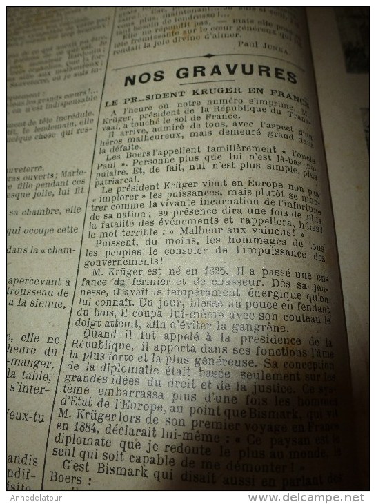 1900 LE PETIT PARISIEN: Gravures  : Le Président Du TRANSVAAL (Krüger) En France; Défilé Des COMPAGNONS-CHARPENTIERS.. - Le Petit Parisien