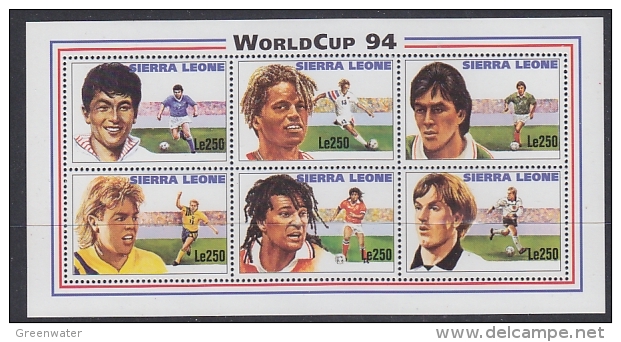 Sierra Leone 1994 Football World Cup USA 6v In M/s  ** Mnh (WC026A) - 1994 – États-Unis