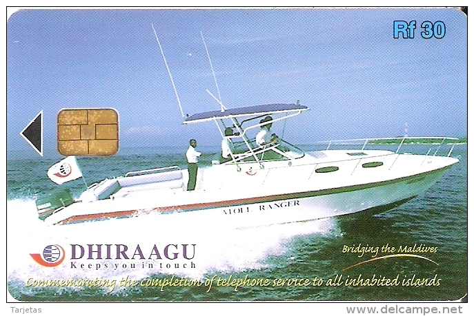 TARJETA DE MALDIVES DE RF30 DE UNA EMBARCACION (293MLDG) BARCO-SHIP - Maldivas