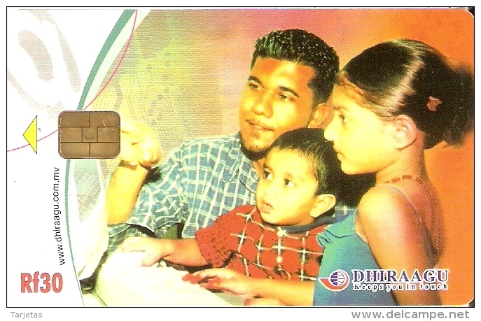 TARJETA DE MALDIVES DE RF30 DE UN PADRE CON SUS HIJOS  (2MLDG) - Maldiven