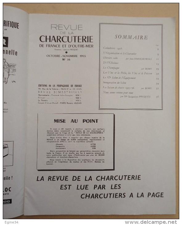 Lot De 11 Revues  - Revue De La Charcuterie De France Et D'Outre-Mer - 1954/1959 - Culinaria & Vinos