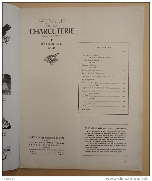 Lot De 11 Revues  - Revue De La Charcuterie De France Et D'Outre-Mer - 1954/1959 - Koken & Wijn