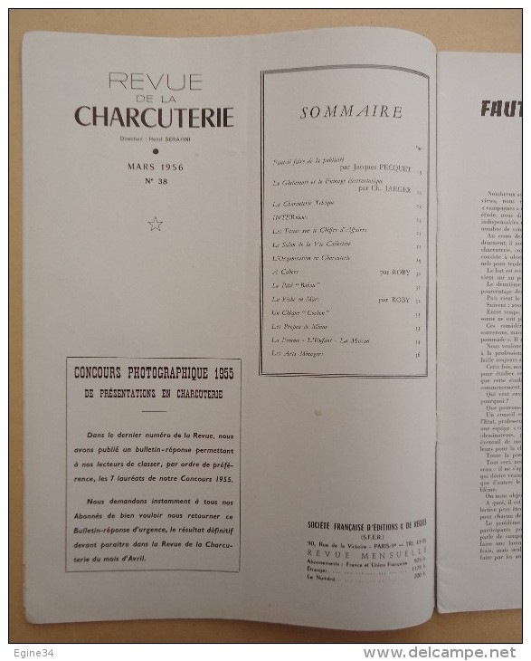 Lot de 11 revues  - Revue de la Charcuterie de France et d'Outre-Mer - 1954/1959