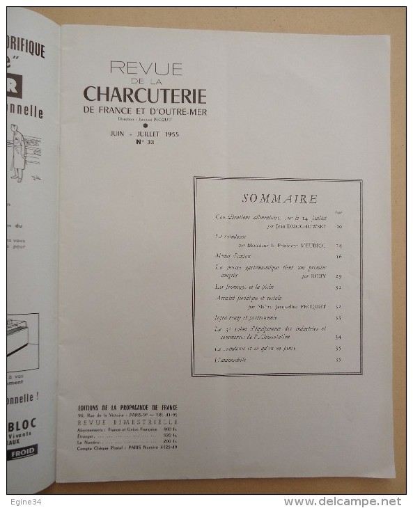 Lot de 11 revues  - Revue de la Charcuterie de France et d'Outre-Mer - 1954/1959