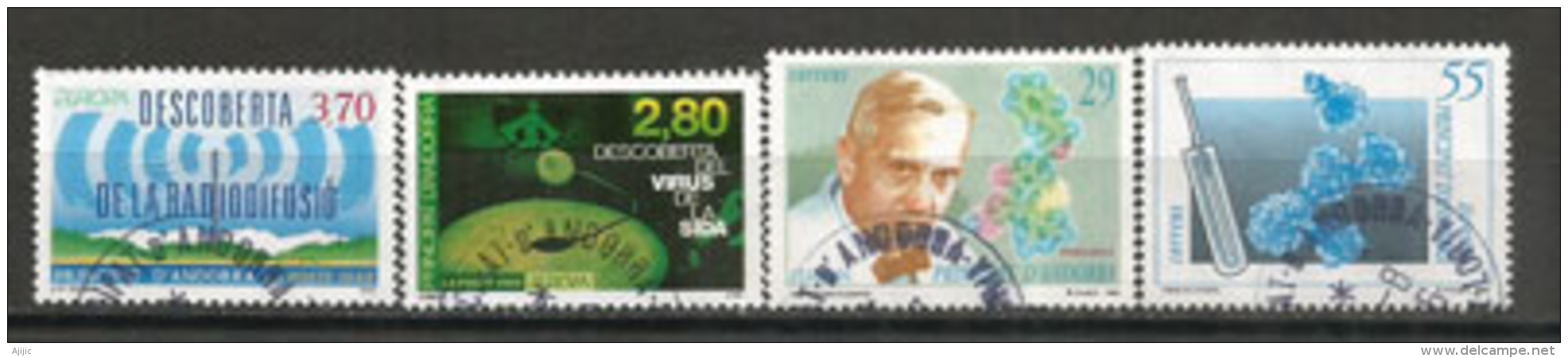 ANDORRA / ANDORRE. Europa 1994. L'Europe Et Les Découvertes: Penicilline,virus Du Sida,RadioDiffusion.oblitérés - Used Stamps