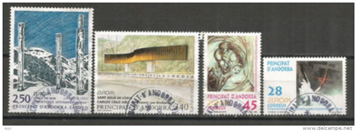 ANDORRA / ANDORRE. Europa 1993. L´Art Contemporain Andorran.  4 T-p Oblitérés 1 ère Qualité. NO PJ - Used Stamps