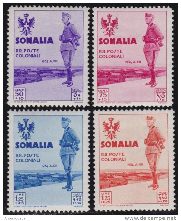 ITALIA 1933 -COLONIE ITALIANE SOMALIA 1935 Visita Del Re 2v Gomma Integra + 2v Nuovi Con TL - Somalia