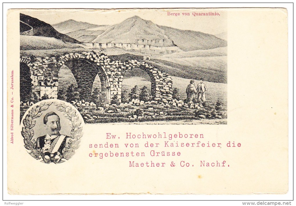 Palästina - Jerusalem 31.10.1898 Österreichische Post Violet Auf AK Berge Von Quarantinio - Palestina