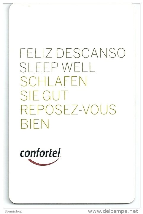 HOTEL CONFORTEL,  REVERSO COLOR OLIVA CON TEXTO , Llave Clef Key Keycard, Karte - Hotel Labels