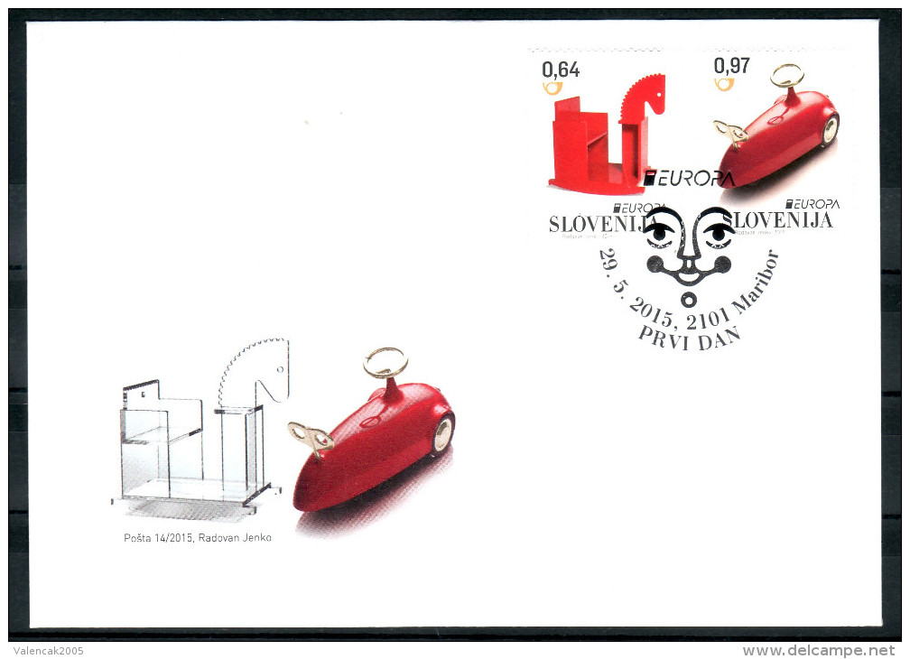 A86 Slowenien Slovenia 2015 Mi.No. 1154 - 1155 FDC Europa CEPT Children Toy Kinderspielzeug Horse Car Auto Ferd - 2015