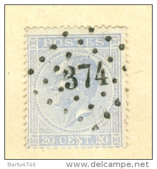 België/Belgique 18  L 374  Verviers  Nipa + 0 - 1865-1866 Profile Left