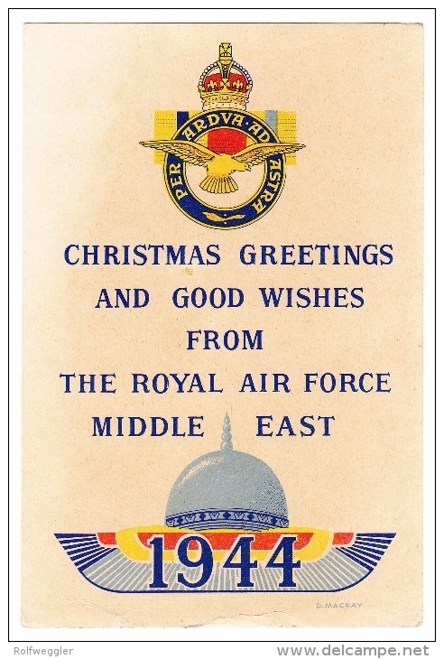 Glückwunschkarte Weihnachten  Neujahr Der Royal Air Force Vom Middle East ( D. Mackay ) - Palestine