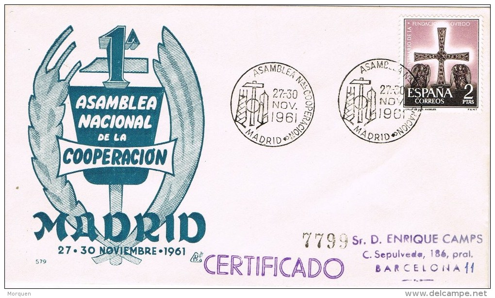 13024. Carta Certificada MADRID 1961. Sindicato Asamblea Cooperacion - Cartas & Documentos