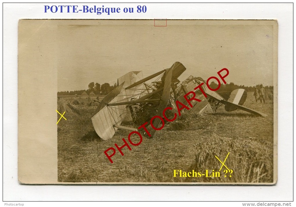 POTTE-Avion Abattu-Carte Photo Allemande-Guerre14-18-1 WK-BELGIQUE-France-80-Fliegerei-Aviation-Aircraft-Militaria- - Celles