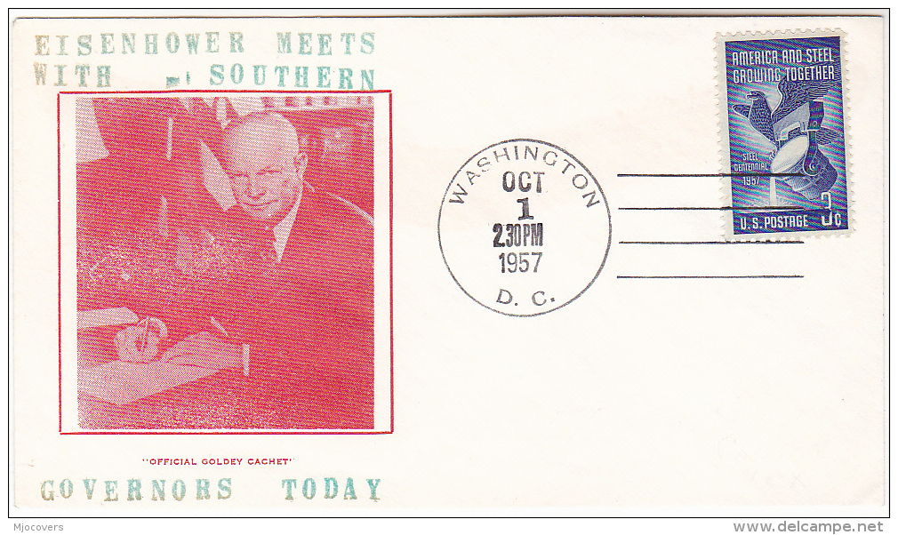 1957 EISENHOWER Meets SOUTHERN GOVERNORS Central High Crisis Racism Cover Event Stamps - Covers & Documents